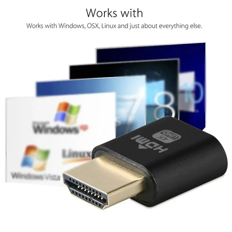 1/2/3/4/5/6Pcs HDMI EDID Emulator Adapter Dummy Plug Display Passthrough Eliminated Emulator Virtual Monitor 4K For PC Laptop