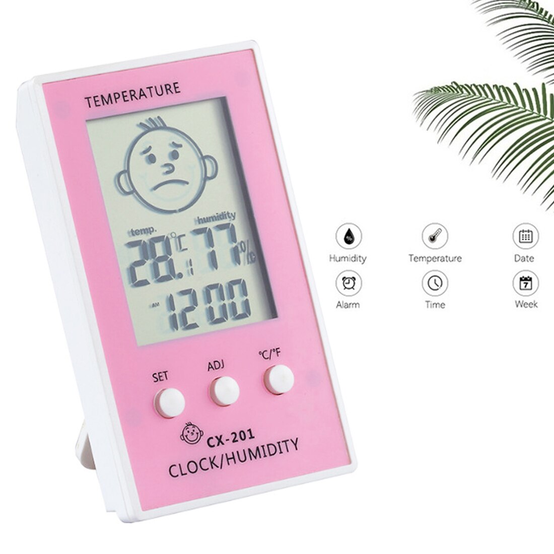 Digital LCD Hygrometer Thermometer Cute Baby Smile Face Humidity Meter indoor Weather Station Tester Temperature clock