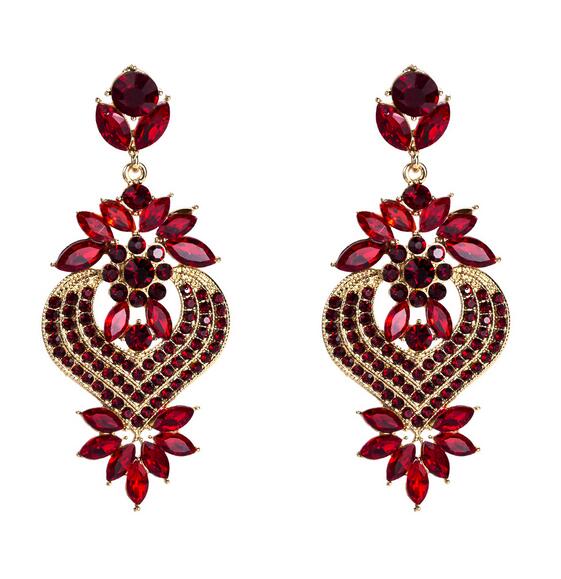 KMVEXO verklaring hart crystal Dangle Earring voor vrouwen meisje party verklaring oorbellen sieraden: red