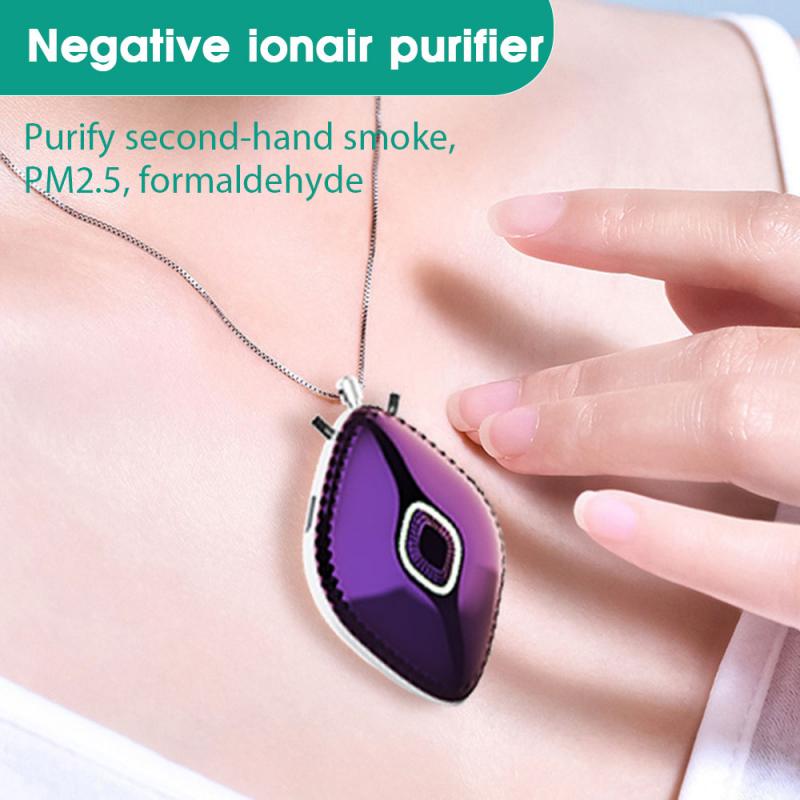 Purificador de aire portátil USB, ionizador negativo de anión, collar limpiador de aire, liberación de 10 millones de iones negativos seguro