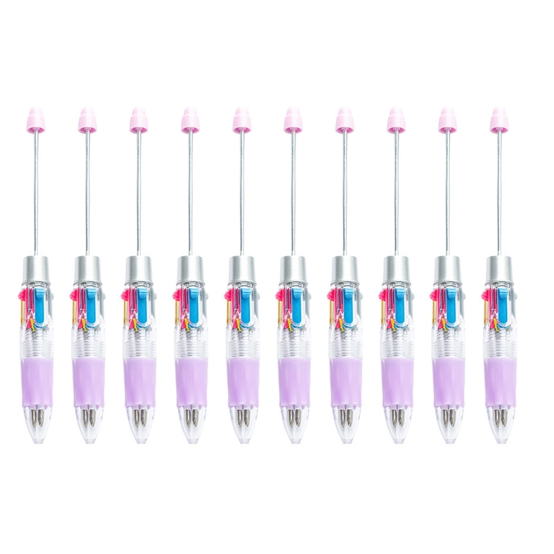Stylo à bille multicolore perlé, 4 couleurs en 1, pointe 1.0MM, lisse pour écrire, pour étudiant, enseignant, marquage, 10: YELLOW