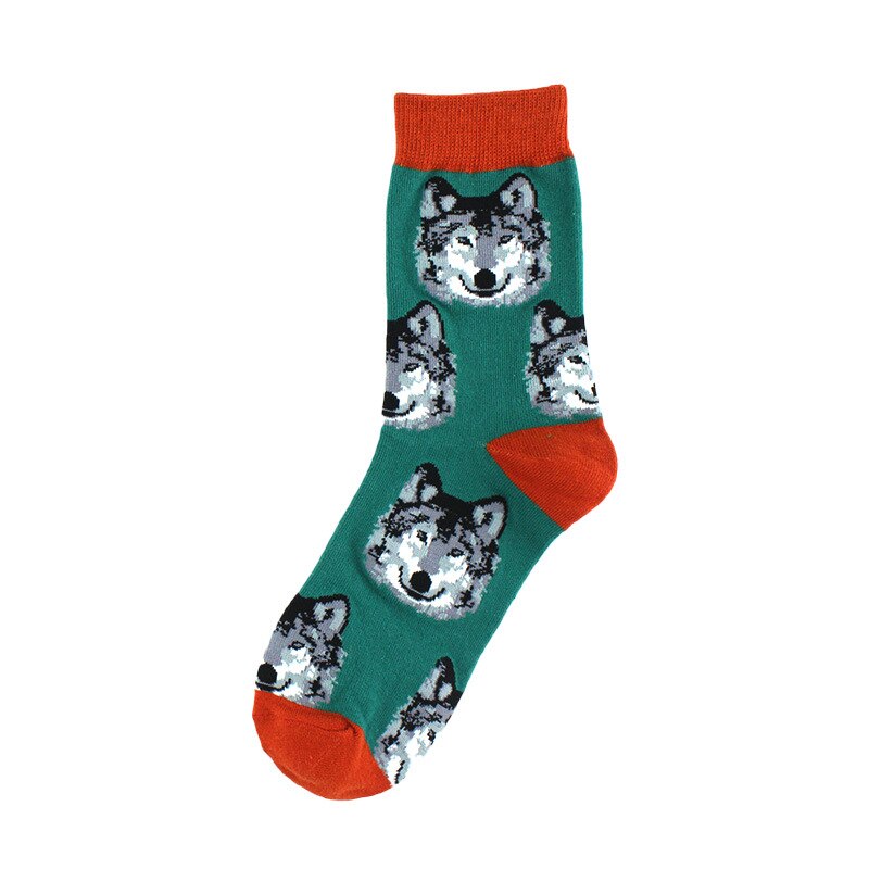 Harajuku Happy Socks para mujer divertidos dibujos animados Rana perro Concha ballena mariposa patrón transpirable calcetines de algodón para mujer