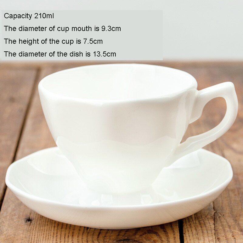 Tasse à café en porcelaine en céramique, os blanc pur, tasses de Latte nordique simples, fantaisie créative, thé de l'après-midi, café, tasse et soucoupe, cuillère: 210ml 9.3cm diameter