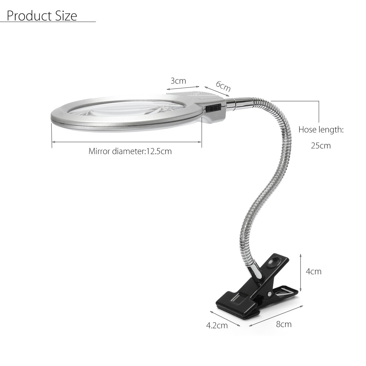 Illuminated Magnifier Magnifying Clip On Desktop Glass Reading Loupe Metal Hose LED Lighted Lamp Top Desk Magnifier With Clamp