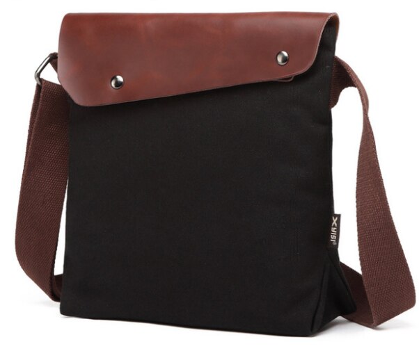 Enkel stil herre stof plus læder dokumentmappe herre all-match skulder arbejdstaske studerende college laptop tasker bolso hombre  d809: Farve 1