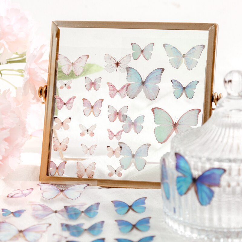 3 pcs Beautiful Butterfly Stickers Adhesive Diy Transparent Stickers Decor Srapbooking Diary Ablum Decorative Stickers