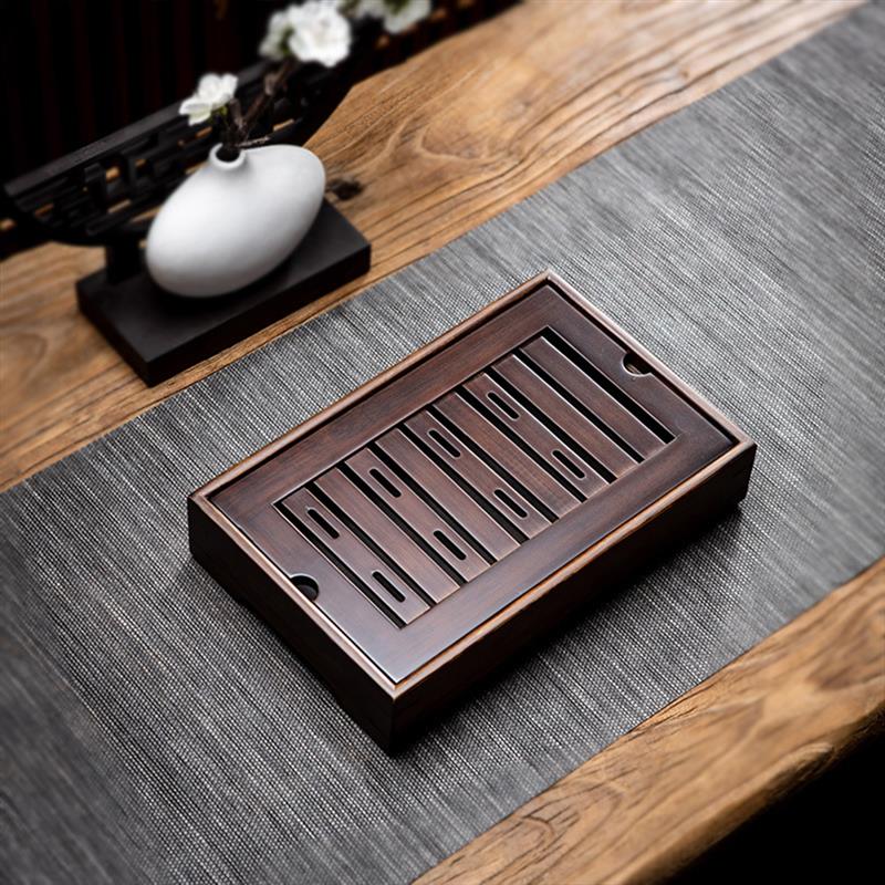 Walnoot Houten Thee Dienblad Chinese Thee Serveren Kung Fu Thee Trays Milieuvriendelijke Tafel Water Opslag Trays Met Water Opslag Theewaar: 01