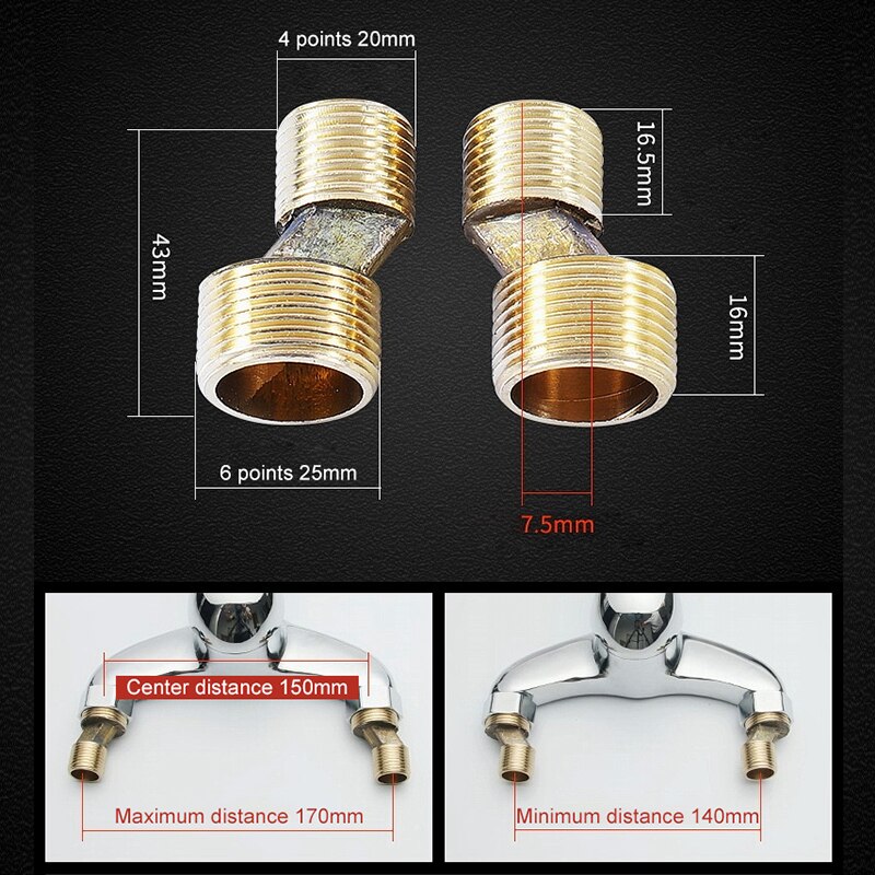 Badkamer Kraan Douche Vervangen Deel Verstelbare Adapter Massief Messing Wall Mounted Breedte Vervanging Hoekstopkraan Accessoires: A
