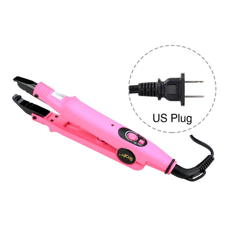 Extensão de cabelo de ferro, ferramentas de ligação de queratina, conector de calor de fusão com temperatura ajustável, ferramentas profissionais para cabelo, ue, uk, eua, plugue 611: Pink US Plug