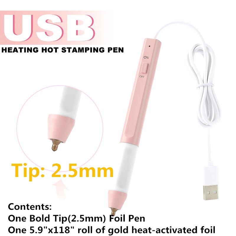 Roze Verwarming Stempelen Folie Pen Hittebestendig 1.5Mm/0.8Mm/2.5Mm Scrapbooking Voor Papier Leer plastic Gebruikt Diy Gereedschap: Bold tip 2.5mm