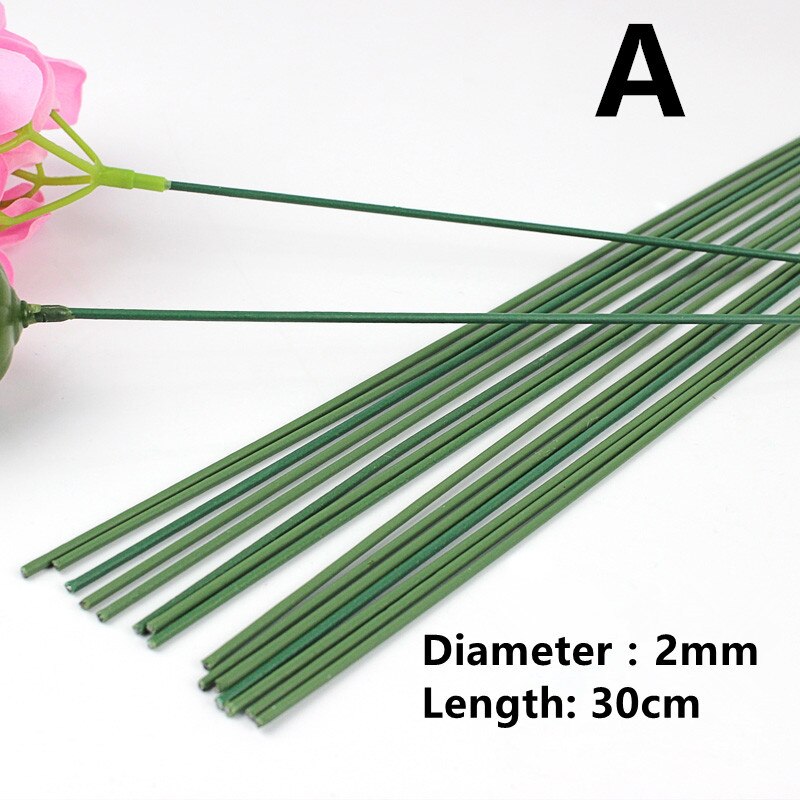 (5pcs /lot) Green Artificial Flower Stems Pole Flower Branch For Atificial Flower Head Accessory Diy Rod Material: A-30cm