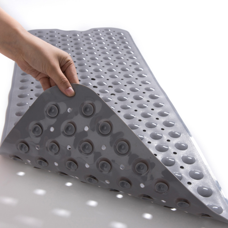 Bathroom Pvc Mat Suction Cup Carpet Safe Eco-Friendly Non-Toxic Nonsilp Anti-Skid Rug Decor for Home Hotel Gym Shower: gray