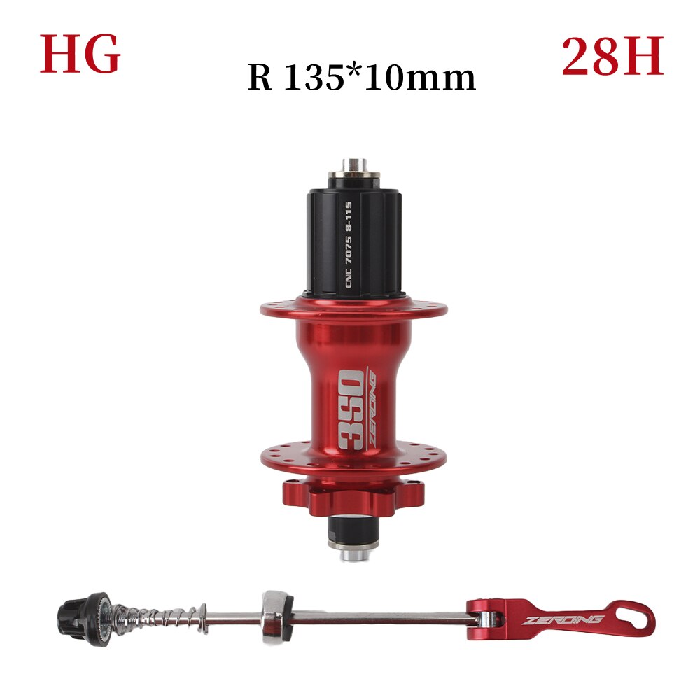 Nulstelling Bike Hubs 350 4 Lager Disc Kaart Brake Mtb Mountainbike Hub Lager Voor/Achter Fiets Hubs 28 32 Gaten 8/9/10/11 Snelheid: Red rear 28H