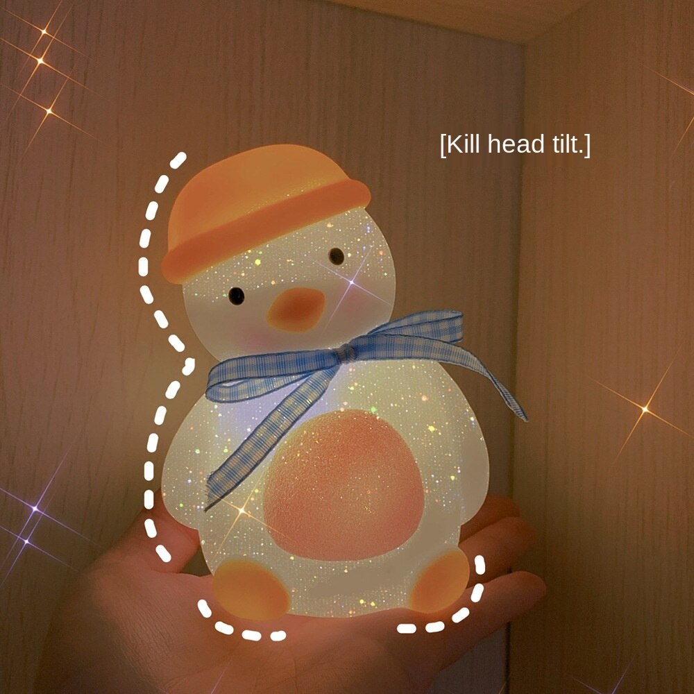 Ins bedroom girl LED small night light cute duckle room bedside lamp set up dormitory