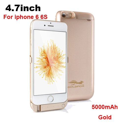 Battery Charger Case For iPhone 6 6 Plus 5000/8000mAh Backup Power Bank For iPhone 6 6s Portable External Battery Powerbank Case: Gold for i6 i6s