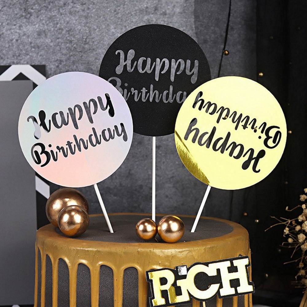 Round Hollow Happy Birthday Cake Topper Cake Decoration