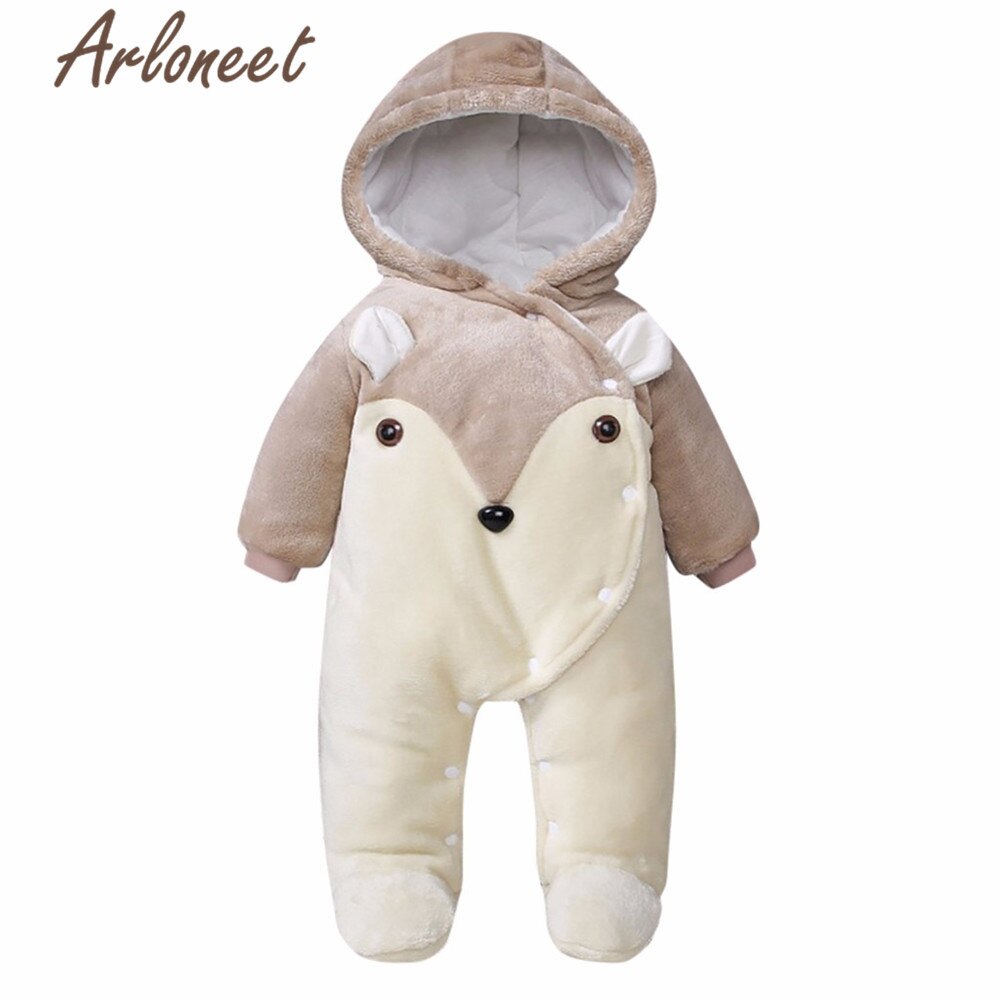 Arloneet dos desenhos animados casacos do bebê meninas inverno grosso casaco bonito raposa macacão com capuz outerwear algodão casaco de bebê menino outerwear: KH / 12 m