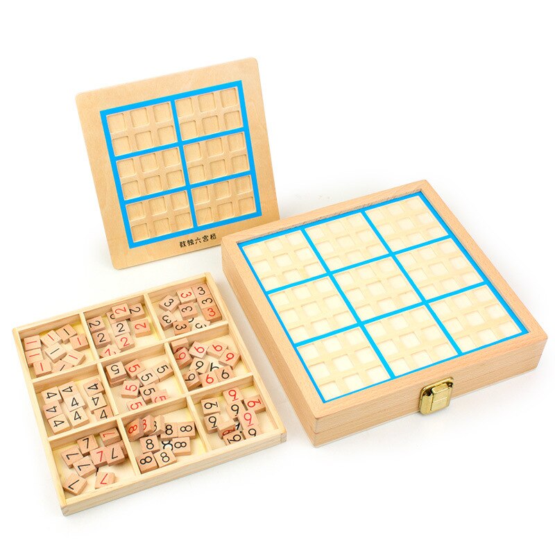 Wooden Sudoku four-six-nine palace grid game chess children's logical thinking children's puzzle board game toys with questions
