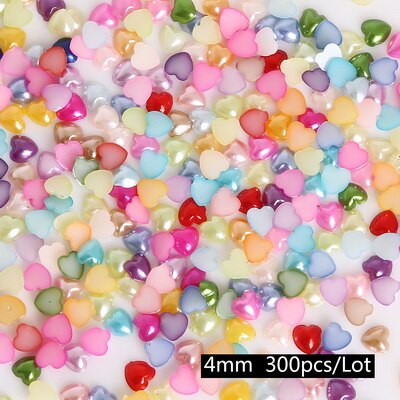 50/100/200/300Pcs/lot heap imitation white plastic half pearl heart beads 3/4/6/8/10/12mm flatback cabochon Scrapbooking Crafts: 4mm  300pcs