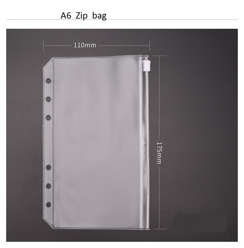 A4 A5 A6 A7 loose leaf notebook pvc collection bag DIY diary accessory, zip bag name card case storage bag pouch: A6 zip bag