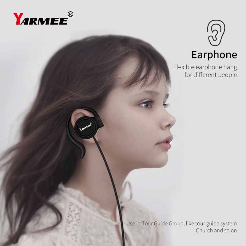YARMEE Professionelle Kopfhörer 3,5mm Stecker Jack Verdrahtete Einzel Kopfhörer Ohr Hängen Geeignet Überwachung Radio Tour Guide System