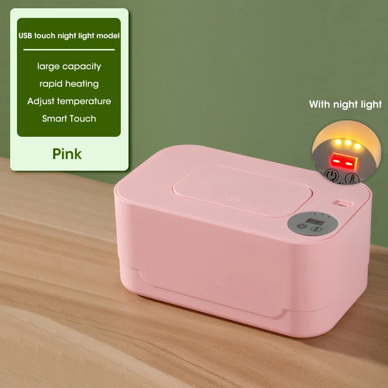 Calentador de toallitas húmedas para bebé, calentador con pantalla LED, dispensador de toallas húmedas, portátil, USB, calentador de toallitas para bebé, caja calefactora para servilletas, hogar/coche: Negro