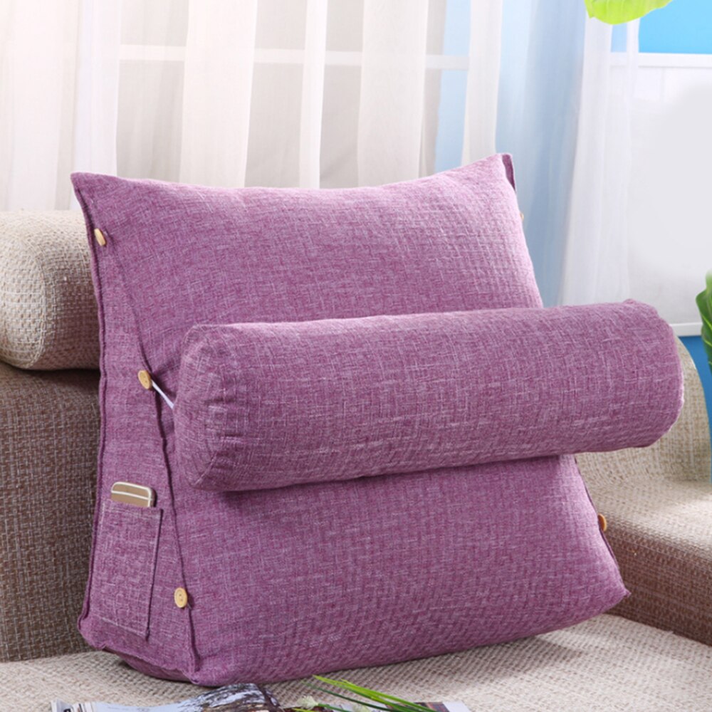 Cotton Linen Triangular Backrest Cushion For Sofa Cushions For Bed Rest Pillow Back 45*48*20cm