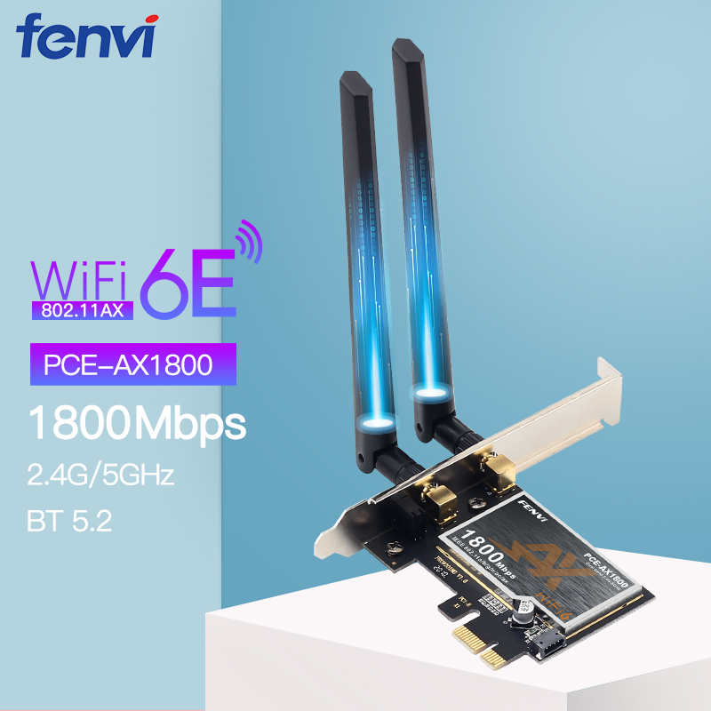 Adattatore di rete WIFI Wifi 6E 1800Mbps Bluetooth5.2 Dual Band 2.4G/5GHz 802.11AX adattatore per scheda di rete Wireless PCI-E windows 10/11: PCE-AX1800