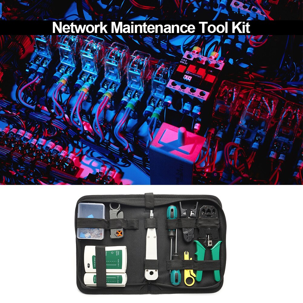 14  rj11 rj45 rj12 teiliges reparaturset mit lan-kabeltester, crimpzange, crimpzange und steckerklemme für tragbares ethernet-netzwerk-reparaturwerkzeug
