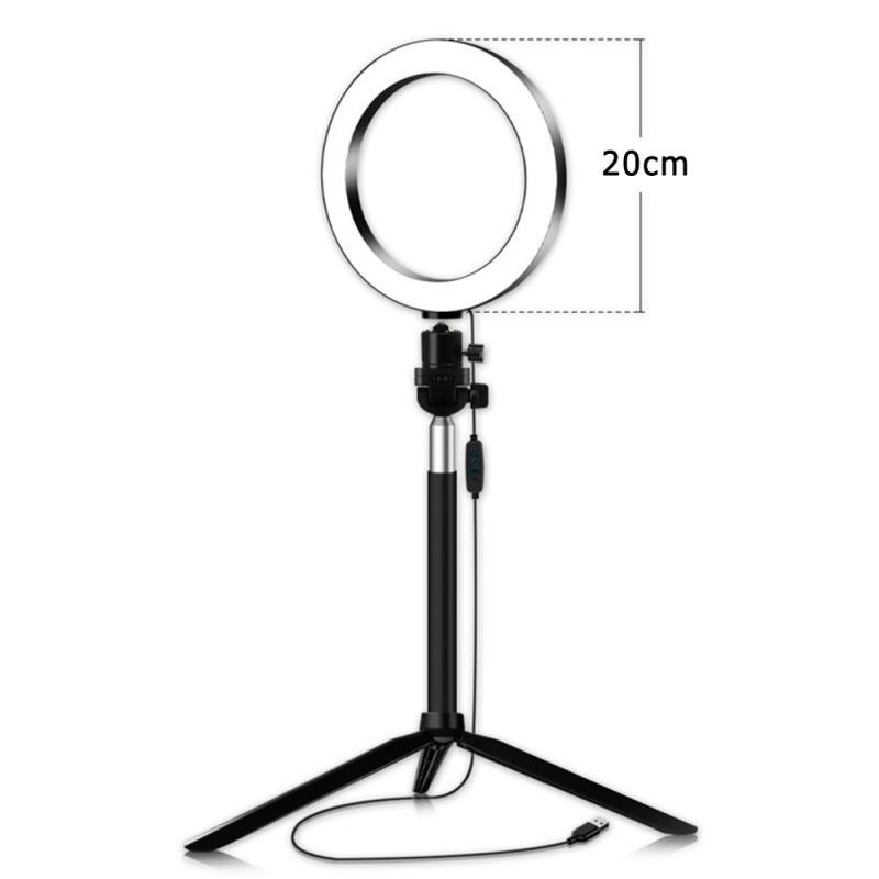 3-Light Color LED Ring Light Dimmable 5500K Lamp Photography Camera LED Fill Light Photo Studio Video LED Light With Tripod: 02