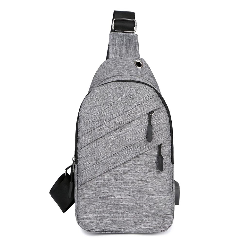 Outdoor Mannen Crossbody Tas Canvas Grote Capaciteit Toevallige Schoudertas Met Usb Lading Gat: gray