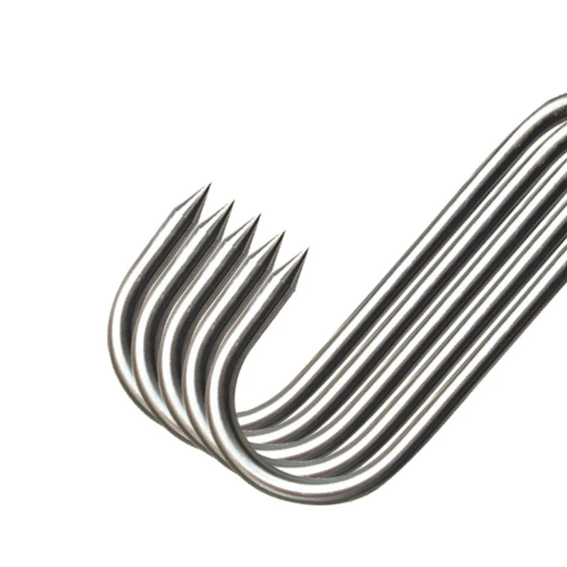 Crochet en S en acier inoxydable avec pointe pointue, crochet de suspension pour viande, outils de cuisson pour magasin de boucher, crochets de cuisine, Organization de stockage à domicile