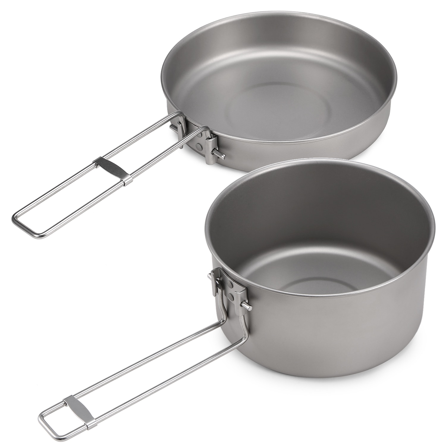 Juego de utensilios de cocina de titanio para Camping, juego de ollas y sartenes con tapa y manijas plegables para Camping al aire libre, senderismo, mochilero, Picnic