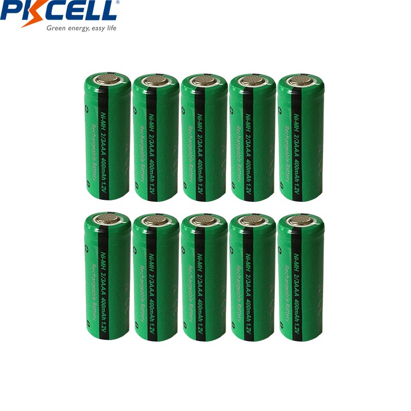 10 stuks oplaadbare ni-mh-batterijen 2/3 aaa 1.2v 400 mah platte vervanging voor zonnebloemen, afstandsbediening en tuinverlichting