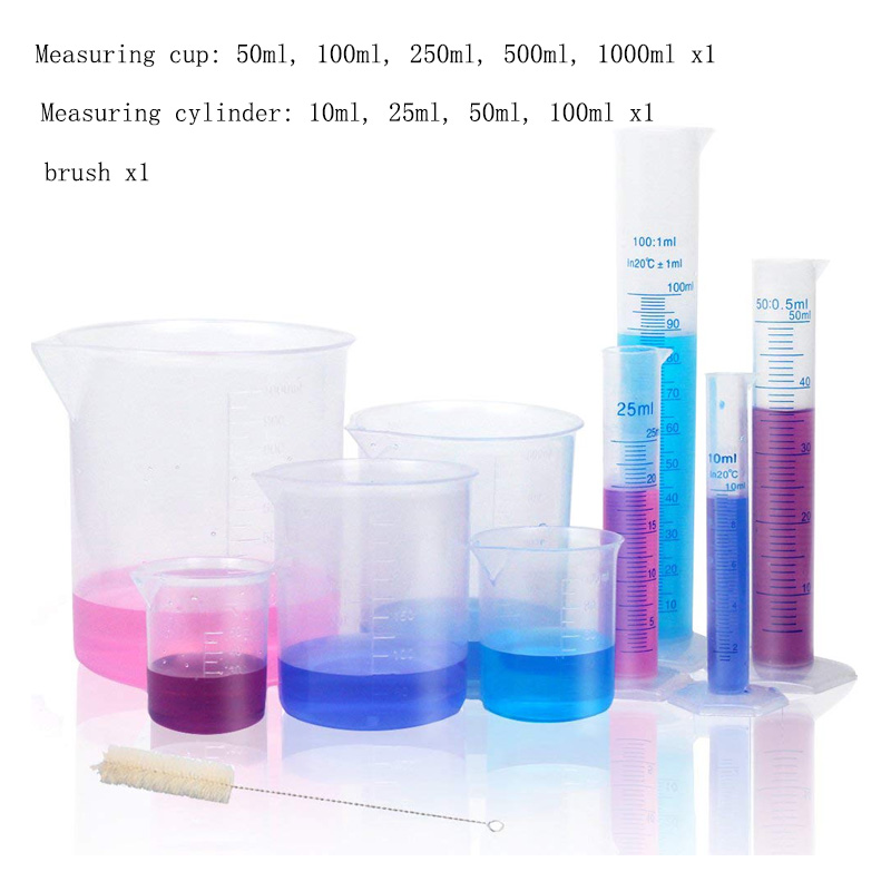 Cylindre de mesure en plastique 10/25/50/100/250/500ml, 1 pièce, cylindre gradué de laboratoire, tasse de mesure Standard pour laboratoire de chimie: Gris clair