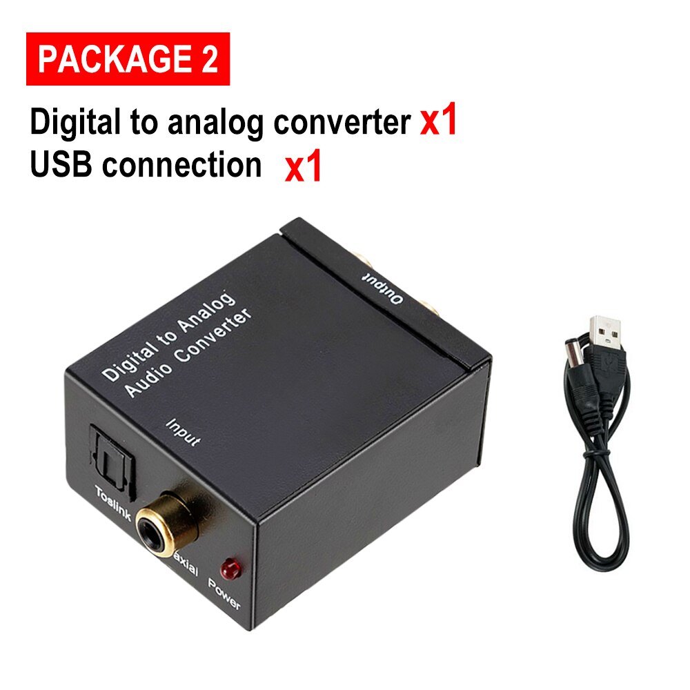 Dac Digitaal Naar Analoog Audio Converter Dac Coaxiale Audio Converter Decoder Hoofdtelefoon Spdif Optische Kabel Adapter Toslink Naar Rca: Package 2