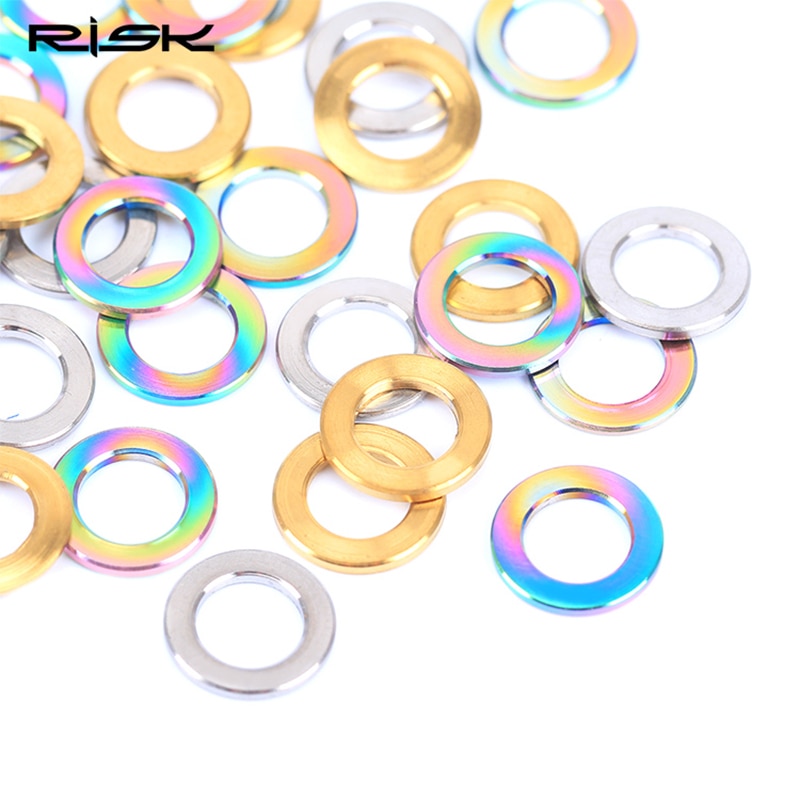 Risico 10 stuks  m5 m6 titanium ti bout afstandhouder universele fiets stuurpen rem schroef ringen pakking voor fiets bouten 5mm/6mm
