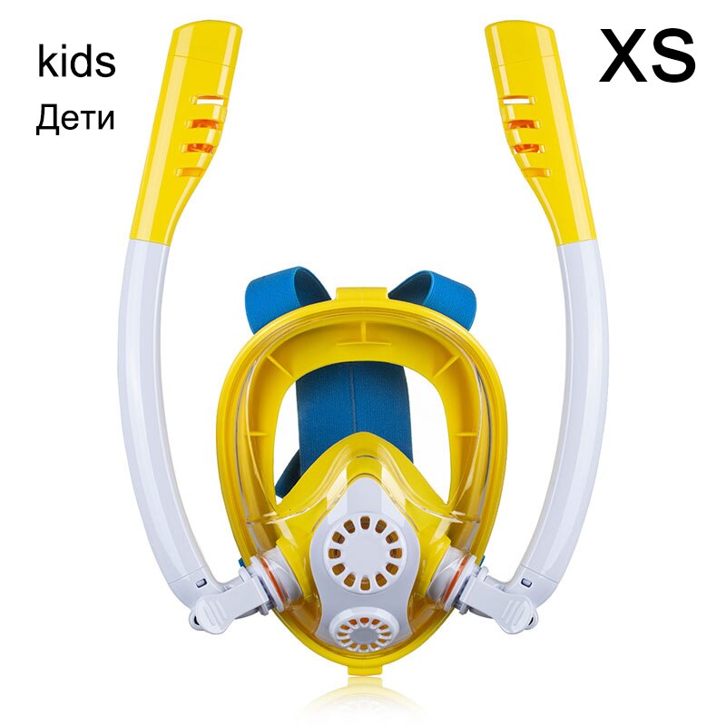 Duikbril Scuba Masker Onderwater Anti Fog Volledige Gezicht Snorkelen Masker Vrouwen Mannen Kids Zwemmen Snorkel Duikuitrusting: Kids Yellow / S/m