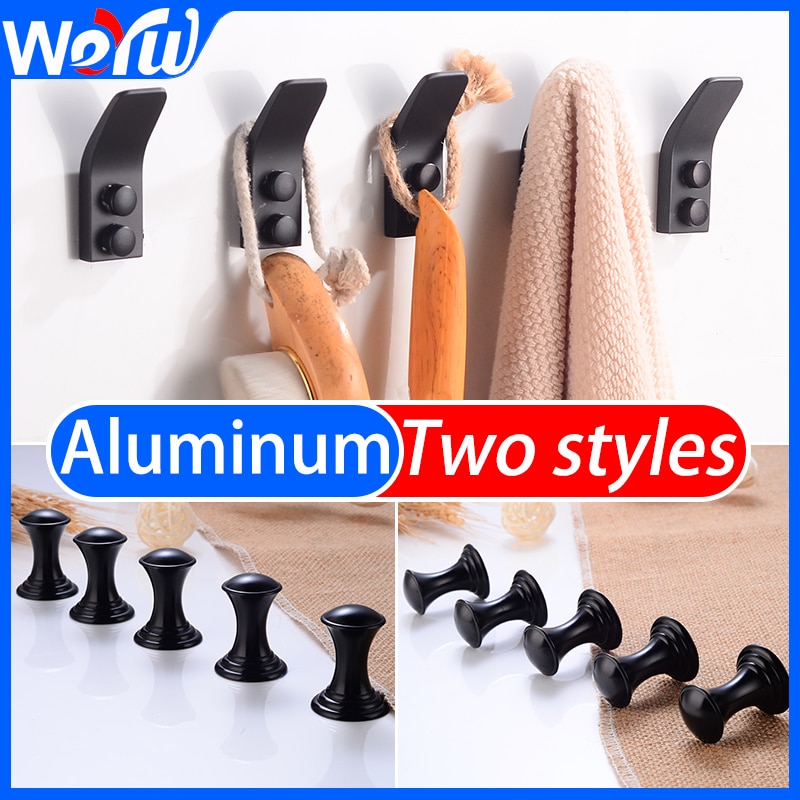 Black Robe Hooks Key Aluminum Bathroom Towel Hook ... – Vicedeal
