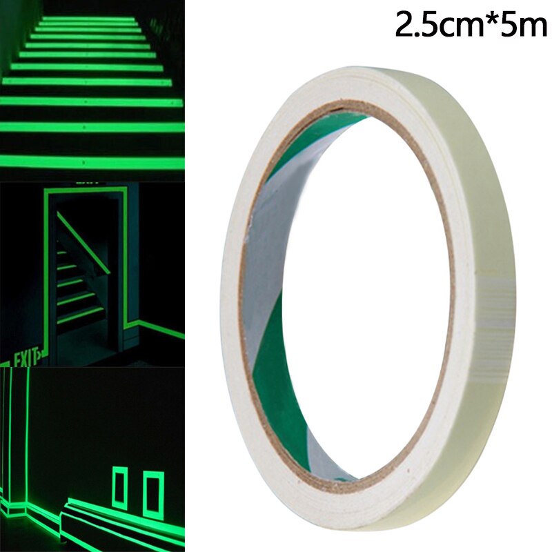 Reflective Glow Luminous Fluorescent Tape Night Vision Glow DIY Self-adhesive Warning Tape Home Decoration Tapes: 2.5CMX5M