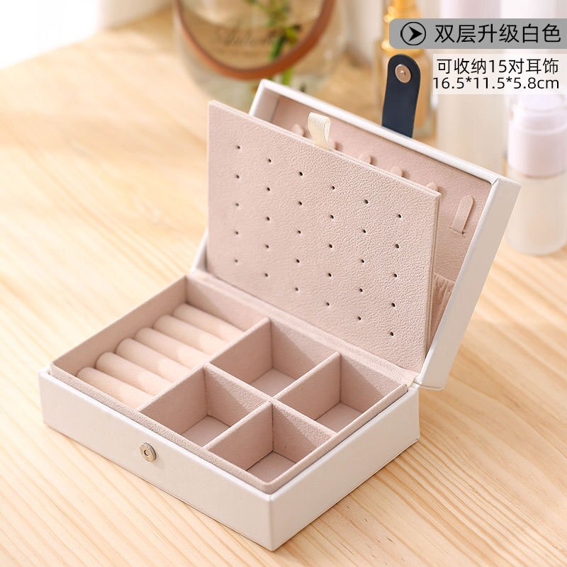 Caja de anillo con de cuero para joyería, caja de anillo con de de , ideal para: Blanco