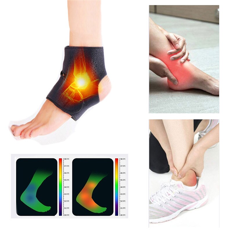 2pcs Adjustable Protection Ankle Support Spontaneous Magnetic Therapy Self-heating Ankle Support Protector Brace Wrap Belt