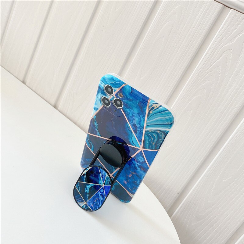 3D Universal Geometric Marble fold finger grip phone holder case DIY mobile Holder Flexible 360 Degree Rotate Mobile Phone Stent