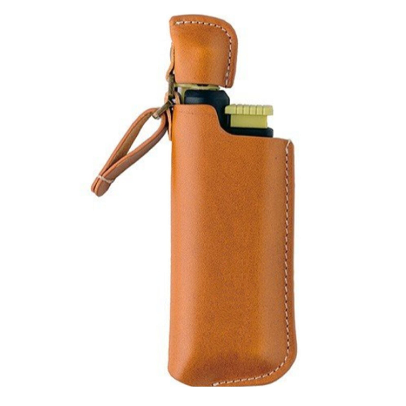 Funda de encendido para acampada al aire libre, funda de almacenamiento de encendedor de PU a prueba de viento, accesorios de acampada de 12X4cm