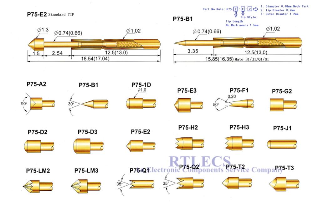 Uxcell 50-Pack P100-B1 Spear Tip Spring Test Probes – 1.0mm Tip, 32.3mm Length – Gold & Silver Tone Metal Pins For PCB Testing