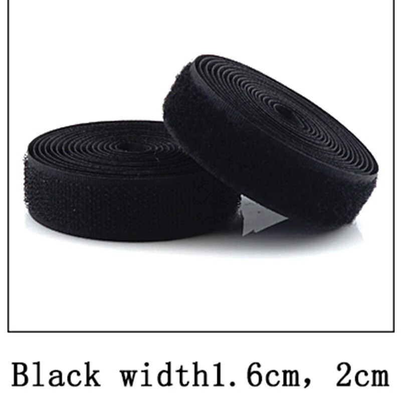 2 meter 16/20mm kardborrefästen sugru kardborreband utan självhäftande fäste nylon magisk tejp remsa sömnadstillbehör kardborre: 20mm / Svart 2m