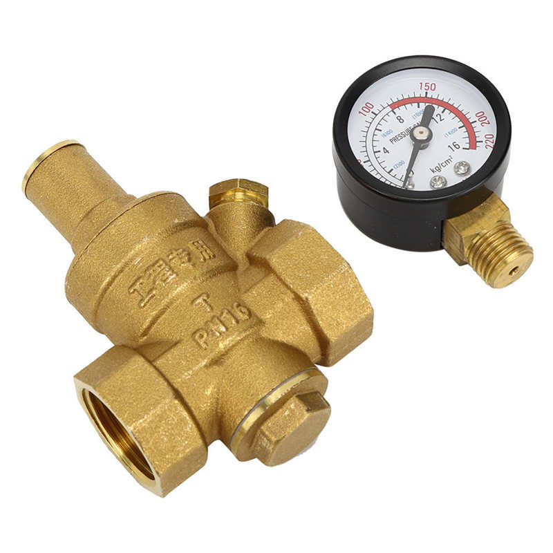 DN25/DN20/DN15 Brass Adjustable Water Pressure Regulator Reducer Maintain Valves Regulator Valves Welding Pressure Gauge Meter