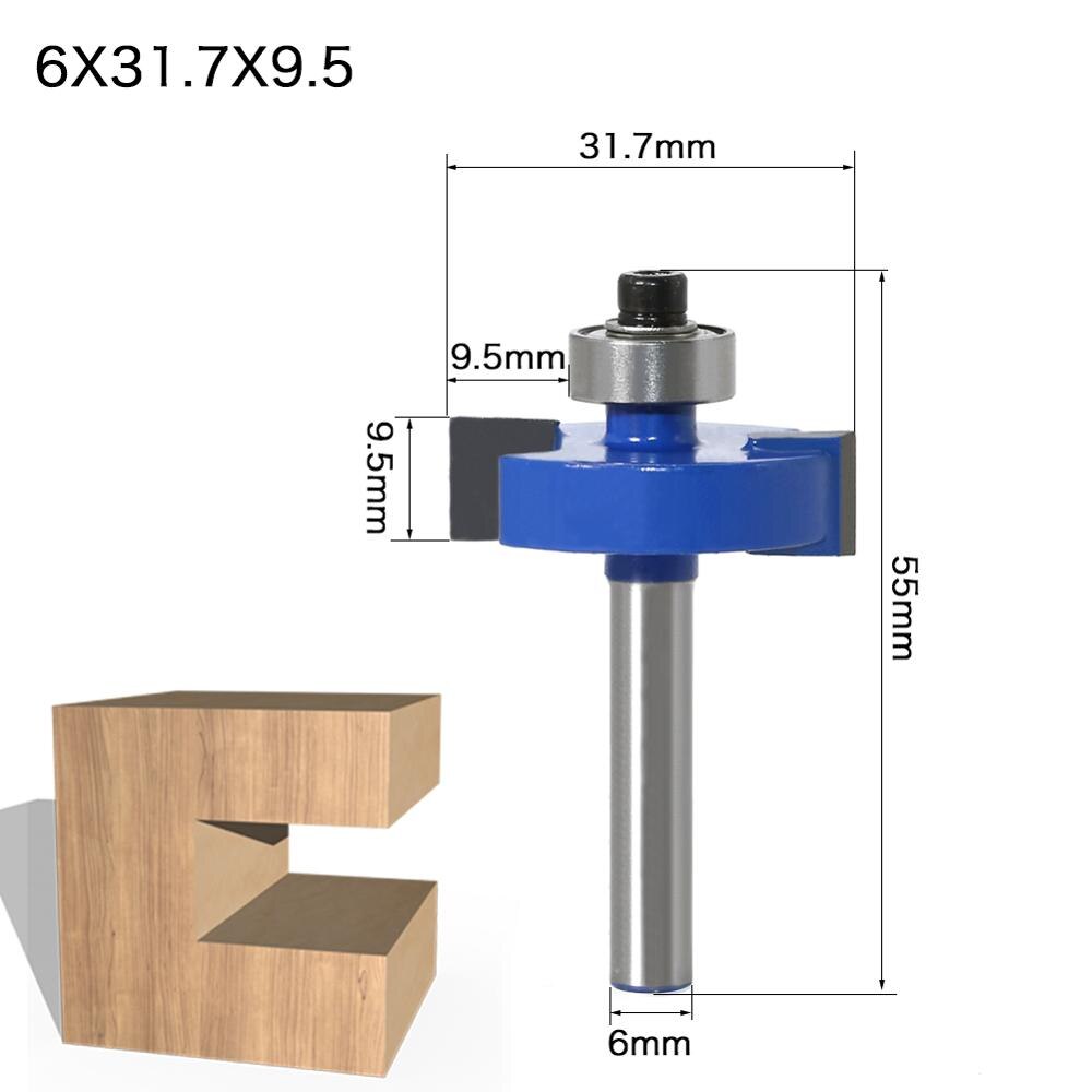 Rabbet Router Bit with 6 Bearings Set - 1/4" Shank 6mm shank Woodworking cutter Tenon Cutter for Woodworking Tools: 6X31.7X9.5