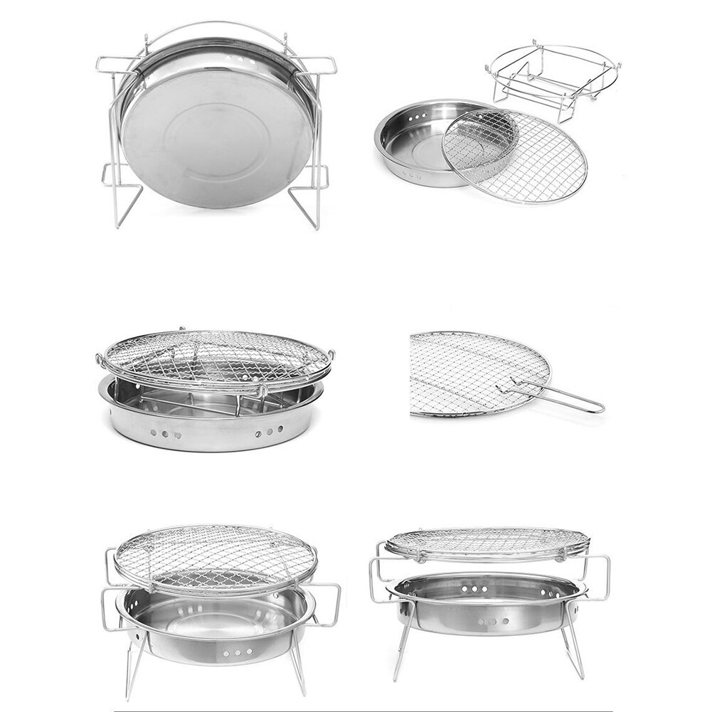Portable Camping Barbecue Grill Stainless Steel Outdoor Charcoal Grill Set Outdoor Camping BBQ Picnic Tool Non-stick Surface