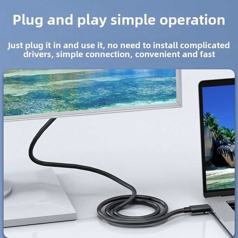 1.8m USB-C Thunderbolt-3 naar VGA Adapter Kabel USB 3.1 Type-C Male naar VGA Male Converter voor Macbook Laptop Monitor Projector